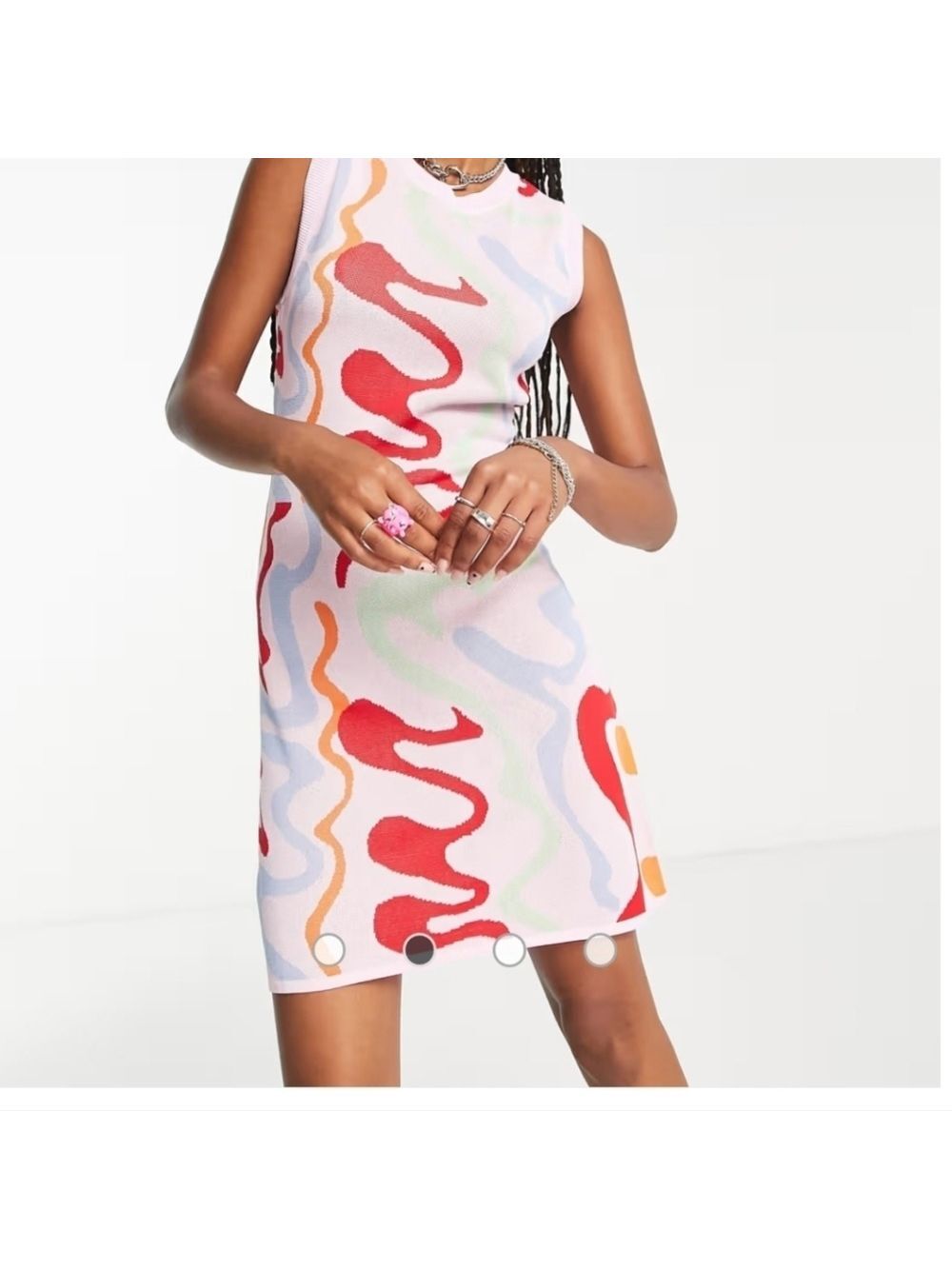 Urban Revivo Pink Wave Print Knitted Mini Dress Women's Size 8
